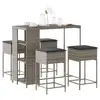 Image de vidaXL Ensemble de bar de jardin 5 pcs avec coussins gris poly rotin