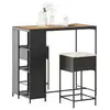 Image de vidaXL Ensemble de bar de jardin 3 pcs avec coussins noir poly rotin