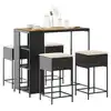 Image de vidaXL Ensemble de bar de jardin 5 pcs avec coussins noir poly rotin