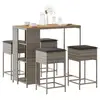 Image de vidaXL Ensemble de bar de jardin 5 pcs avec coussins gris poly rotin