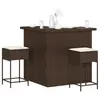 Image de vidaXL Ensemble de bar de jardin 3 pcs et coussins brun résine tressée