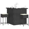 Image de vidaXL Ensemble de bar de jardin 3 pcs avec coussins noir poly rotin
