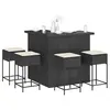 Image de vidaXL Ensemble de bar de jardin 5 pcs avec coussins noir poly rotin