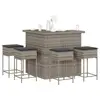 Image de vidaXL Ensemble de bar de jardin 5 pcs avec coussins gris poly rotin
