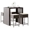 Image de vidaXL Ensemble de bar de jardin avec coussins 5 pcs marron poly rotin