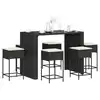 Image de vidaXL Ensemble de bar de jardin 7 pcs avec coussins noir poly rotin