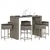 Image de vidaXL Ensemble de bar de jardin 7 pcs avec coussins gris poly rotin