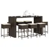 Image de vidaXL Ensemble de bar de jardin 9 pcs avec coussins marron poly rotin