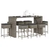 Image de vidaXL Ensemble de bar de jardin 9 pcs avec coussins gris poly rotin