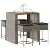 Image de vidaXL Ensemble de bar de jardin 5 pcs avec coussins gris poly rotin