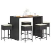 Image de vidaXL Ensemble de bar de jardin 7 pcs avec coussins noir poly rotin
