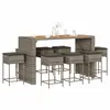 Image de vidaXL Ensemble de bar de jardin 9 pcs avec coussins gris poly rotin