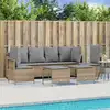 Image de vidaXL Salon de jardin avec coussins 5 pcs beige résine tressée