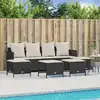 Image de vidaXL Salon de jardin 5 pcs avec coussins noir résine tressée
