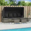 Image de vidaXL Salon de jardin 5 pcs avec coussins gris clair résine tressée
