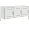Image de vidaXL Meuble TV blanc 100,5x39x50,5 cm acier, support TV, buffet TV, meuble multimédia, banc TV, armoire hifi, centre de divertissement, console TV