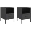 Image de vidaXL Tables de chevet 2 pcs noir 36x39x50,5 cm acier