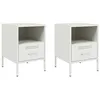 Image de vidaXL Tables de Chevet 2 pcs, Armoires de Lit avec Pieds, Tables de Nuit avec Compartiment, Armoires de Nuit Chambre, Blanc 36x39x50,5 cm Acier