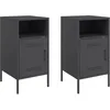 Image de vidaXL Tables de Chevet 2 pcs, Armoires de Lit avec Pieds, Tables de Nuit avec Compartiment, Armoires de Nuit Chambre, Noir 36x39x68 cm Acier