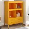 Image de vidaXL Buffet haut jaune moutarde 68x39x101,5 cm acier