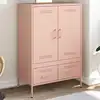 Image de vidaXL Buffet haut rose 68x39x101,5 cm acier