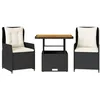 Image de vidaXL Ensemble de bistro 3 pcs avec coussins noir résine tressée