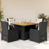 Image de vidaXL Ensemble à manger de jardin coussins 5pcs Noir Résine tressée