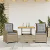 Image de vidaXL Ensemble de bistro 3 pcs avec coussins beige résine tressée