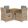 Image de vidaXL Ensemble à manger de jardin avec coussins 5pcs Beige poly rotin