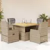 Image de vidaXL Ensemble à manger de jardin avec coussins 5pcs Beige poly rotin