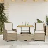 Image de vidaXL Ensemble de bistro 3 pcs avec coussins beige résine tressée
