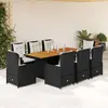 Image de vidaXL Ensemble à manger de jardin 9pcs coussins noir résine tressée