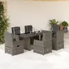 Image de vidaXL Ensemble à manger de jardin et coussins 7 pcs gris rotin