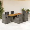 Image de vidaXL Ensemble à manger de jardin et coussins 7 pcs gris rotin