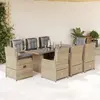 Image de vidaXL Ensemble à manger de jardin et coussins 9 pcs beige Poly rotin