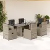 Image de vidaXL Ensemble à manger de jardin et coussins 7 pcs gris clair rotin