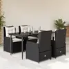 Image de vidaXL Ensemble à manger de jardin coussins 5pcs Noir Résine tressée