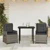 Image de vidaXL Ensemble à manger de jardin 3 pcs coussins gris résine tressée