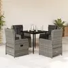 Image de vidaXL Ensemble à manger de jardin 5 pcs coussins gris résine tressée