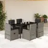 Image de vidaXL Ensemble à manger de jardin et coussins 7 pcs gris rotin