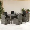 Image de vidaXL Ensemble à manger de jardin et coussins 7 pcs gris rotin