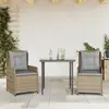 Image de vidaXL Ensemble à manger de jardin et coussins 3 pcs Beige poly rotin