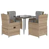 Image de vidaXL Ensemble à manger de jardin avec coussins 5pcs Beige poly rotin