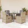 Image de vidaXL Ensemble à manger de jardin avec coussins 5pcs Beige poly rotin