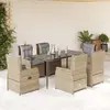 Image de vidaXL Ensemble à manger de jardin et coussins 7 pcs beige poly rotin