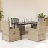 Image de vidaXL Ensemble à manger de jardin avec coussins 5pcs Beige poly rotin