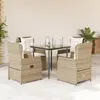 Image de vidaXL Ensemble à manger de jardin avec coussins 5pcs Beige poly rotin