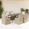 Image de vidaXL Ensemble à manger de jardin et coussins 7 pcs beige poly rotin