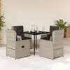 Image de vidaXL Ensemble à manger de jardin et coussins 5 pcs gris clair rotin