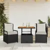 Image de vidaXL Ensemble à manger de jardin avec coussins 3 pcs Noir